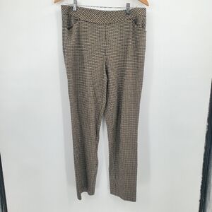 ♧ J Jill Ponte Knit Houndstooth Slim Leg Pants Black & Tan Size Medium